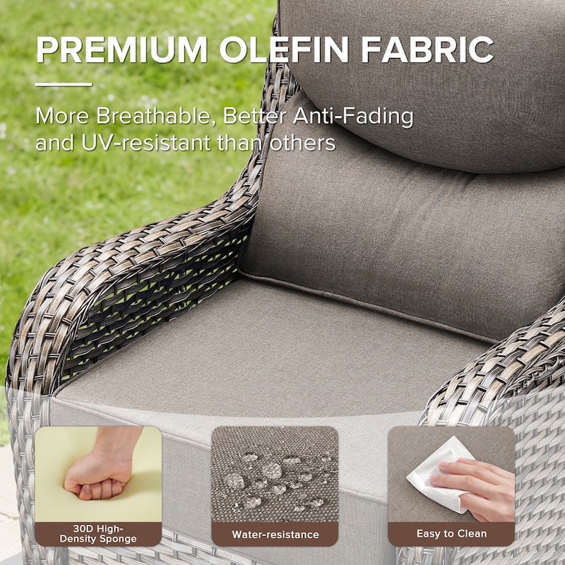 Gymojoy 8-Piece Patio Furniture Set with Swivel Glider Chairs, 6-Inch Ultra-Plush Cushions & Water-Resistant Olefin Fabric