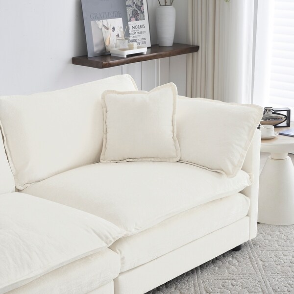 Modern Modular Four Seater Sofa with Chenille Upholstery and