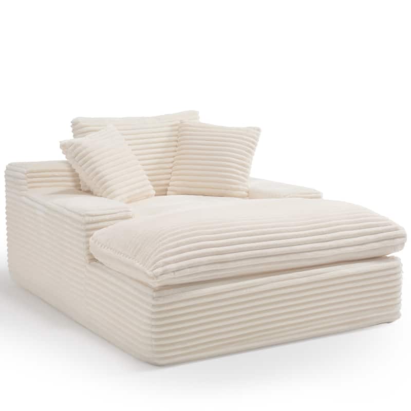 67" Upholstered Full Foam Chaise Lounge Chair Convertible Sofa Bed with Pillows, No Assembly Required