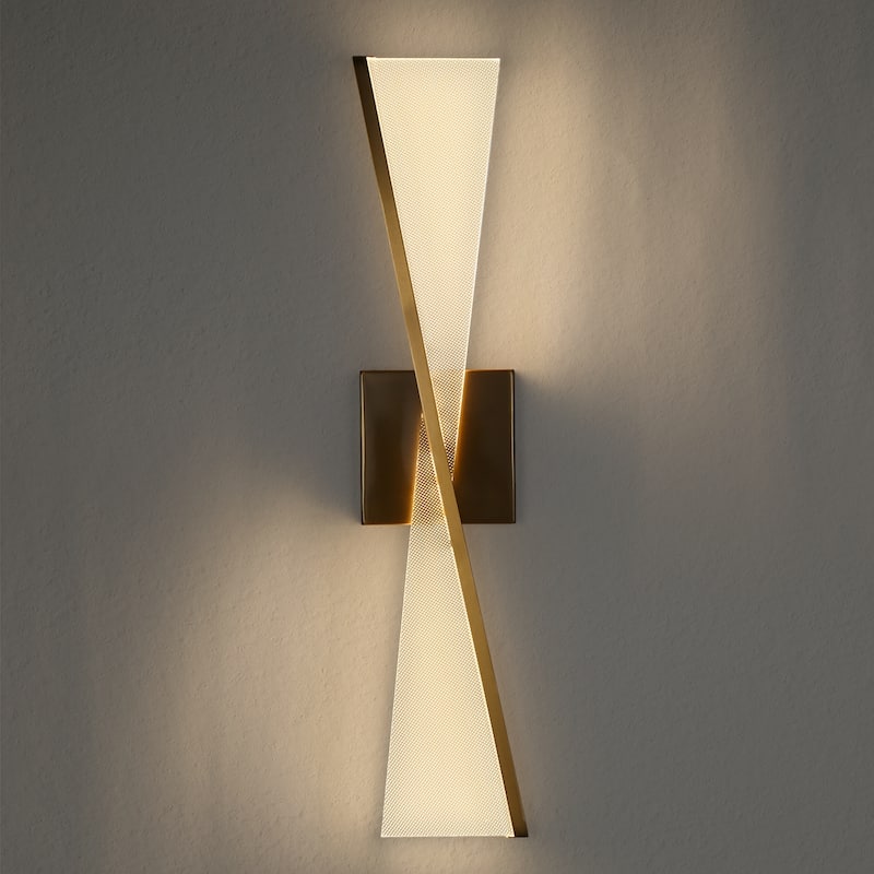Modern LED Linear X Frame Glam Wall Sconce with Acrylic shade for Dining Room Mirror - W4.9" x H23.6" x D1.8"