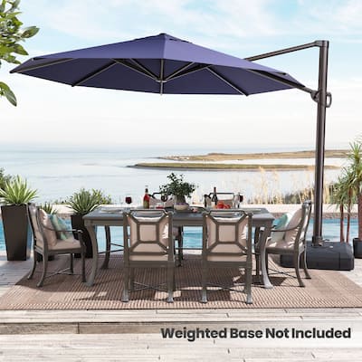 Crestlive Products 11.5ft Round Cantilever Patio Umbrella with 7-position Adjustment and 360-degree Rotation
