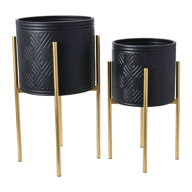 Embossed Metal Planters with Stand