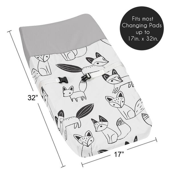 Sweet Jojo Designs Black and White Fox Collection Changing Pad Cover