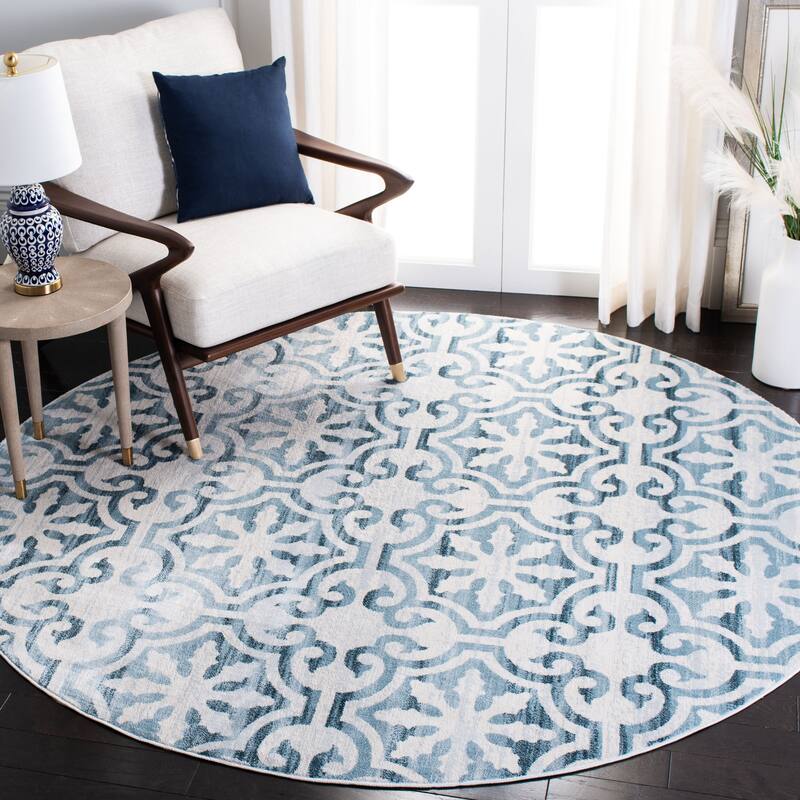 SAFAVIEH Isabella Christa Moroccan Rug - 6'7" Round - Navy/Ivory