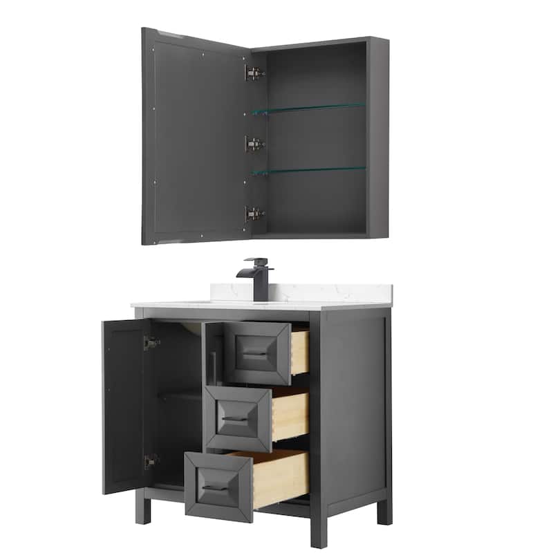 Daria 36-inch Single Vanity, Cultured Marble Top, Med Cabinet