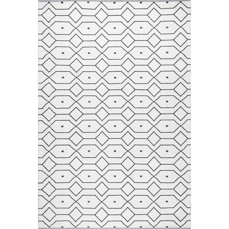 Nuloom Josie Hand Loomed Cotton Flatweave Geometric Trellis Area Rug