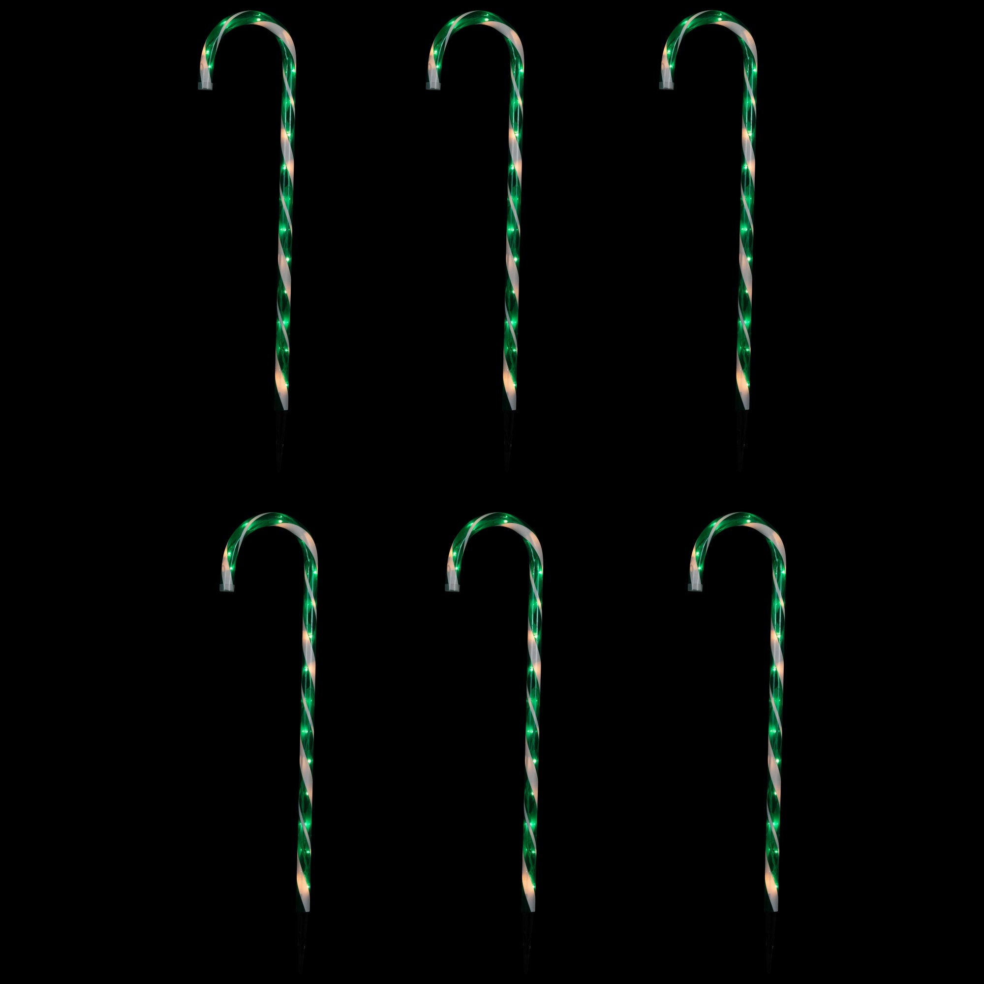 Candy Cane Outdoor Christmas Pathway Markers 28" Green Set of 6