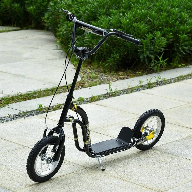 Steel Aluminum Kids Scooter with Adjustable Height Handle - 47.25"L x 22.75"W x 33.5"-37.5"H