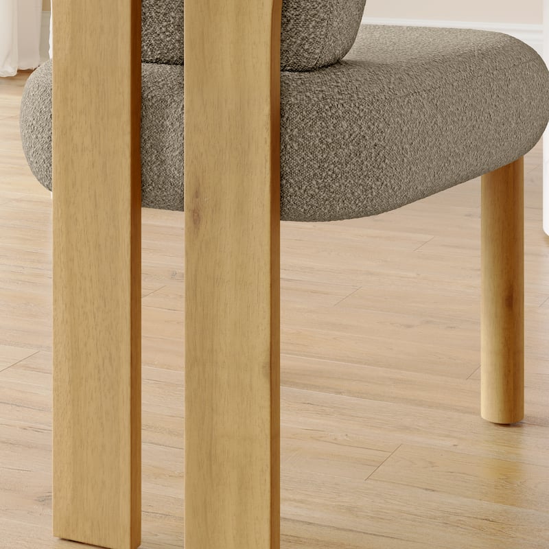 Corvus Delhi Teddy Fabric Upholstery Dining Chairs with Wood Legs (Set of 2)