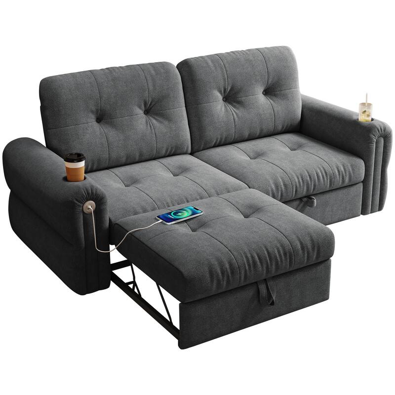 GDFStudio - Chenille Convertible 2-Seater 74" Sofa Bed