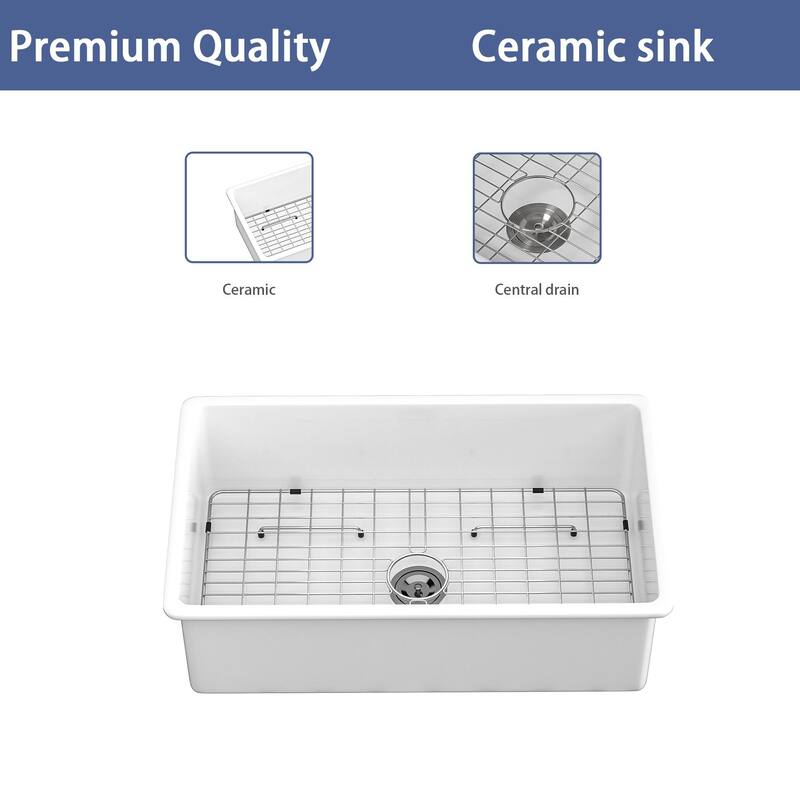 Undermount Single Bowl Ceramic Kitchen Sink