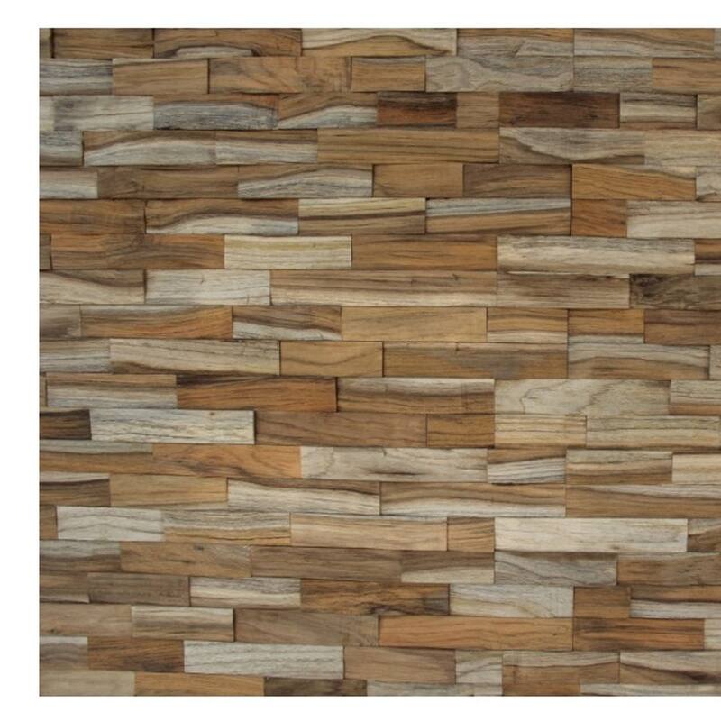 HomeRoots Brown 3D Embossed Abstract Brushed Teak Reclaimed Wood Decorative Wall Panels - 47.75' X '11.75' X '0.75