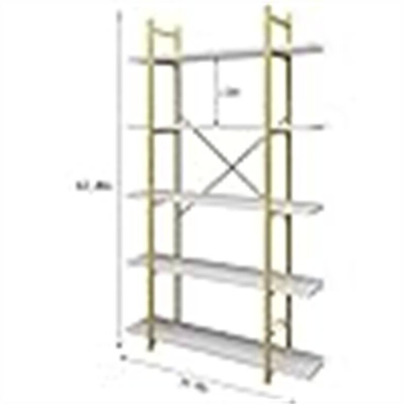 5 Tiers Bookshelf Organizer Industrial Shelf - 10.8"D x 31.5"W x 62"H