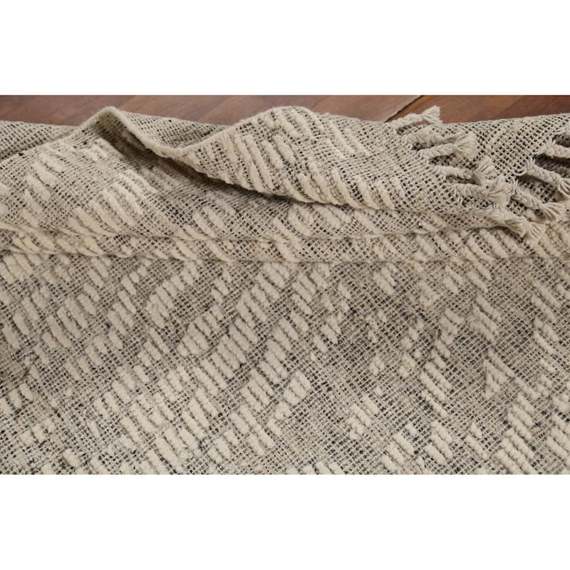 All-Over Abstract Moroccan Modern Area Rug Handmade Wool Carpet - 4'10"x 8'0"