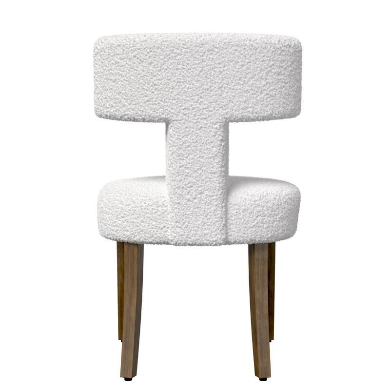 Dining Chairs Boucle Fabric Lamb Upholstered T-Shape (Set of 2)