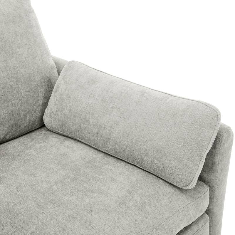 Chenille Upholstered 3 Seater Sofa, Cloud Couch with Removable Lumbar Pillow, Oversized Sofa with Double Cushion