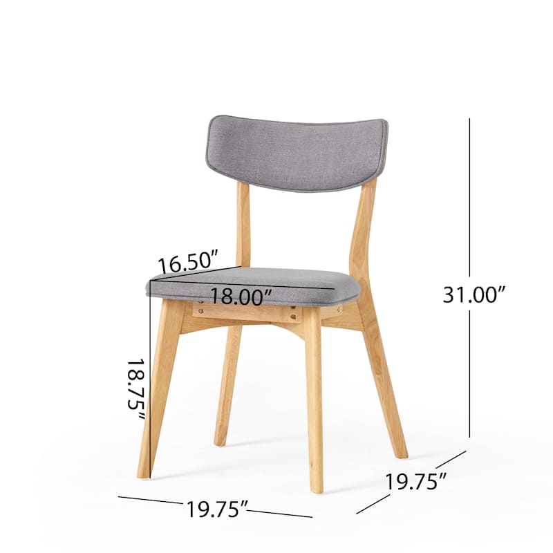Chazz Mid-Century Modern Upholstered Rubberwood Dining Chairs (Set of 2) by Christopher Knight Home