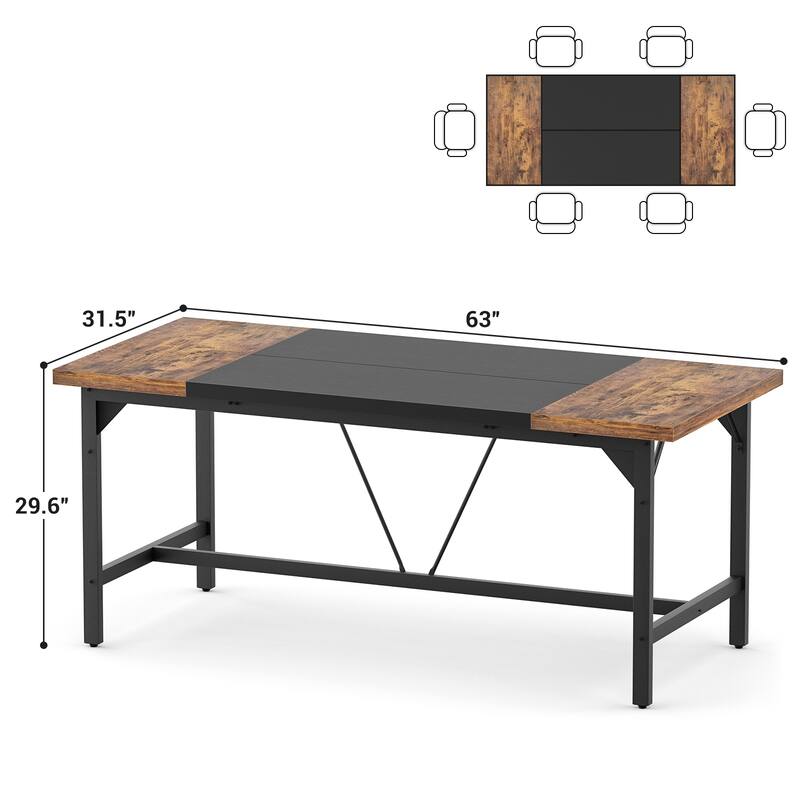 Modern Farmhose 70.8-Inch Executive Desk, Large Computer Office Desk Workstation Conference Table