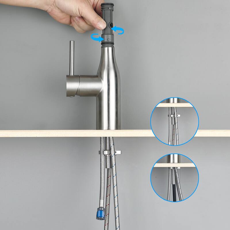 Single Handle Pull Down Dual-Spray Swivel Kitchen Faucet
