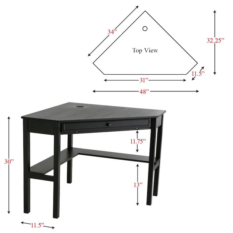SEI Furniture Crescent Black Corner Desk