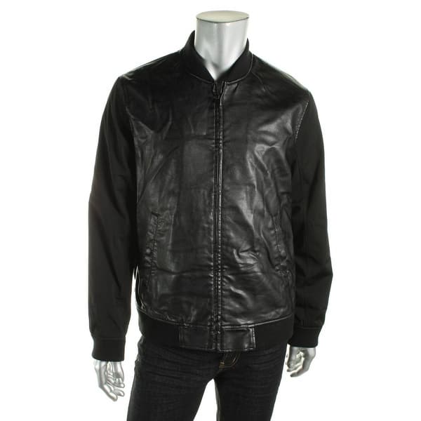 Shop Perry Ellis Mens Bomber Jacket Faux Leather Solid Xl Overstock 15023868