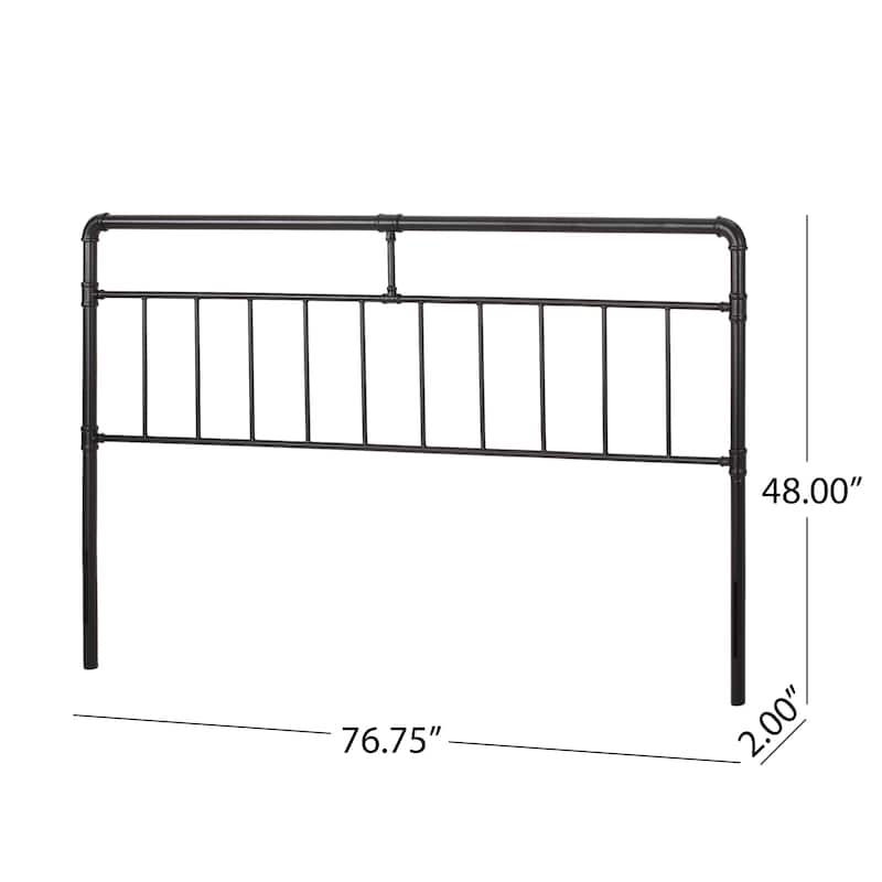 Roomfitters King Size Metal Headboard, Industrial Pipe Style Bed Headboard with Open Frame Design, Black