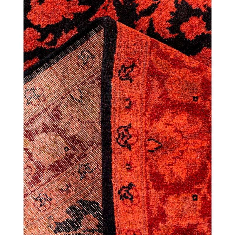 Overton Hand Knotted Wool Vintage Inspired Modern Contemporary Overdyed Orange Area Rug - 3' 2" x 4' 10"
