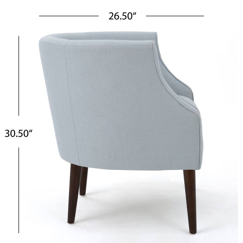 Fabric Modern Club Chair with Button-Tufted Back and Birch Wood Legs