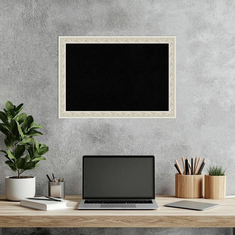 Bethany Silver Wood Framed Cork Board - Bulletin Board, Organization Board, Pin Board