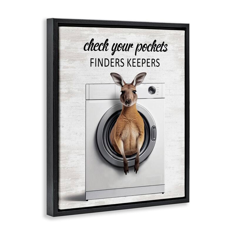 Stupell Finders Keepers Laundry Rule Framed Floater Canvas Wall Art Design By Lettered and Lined