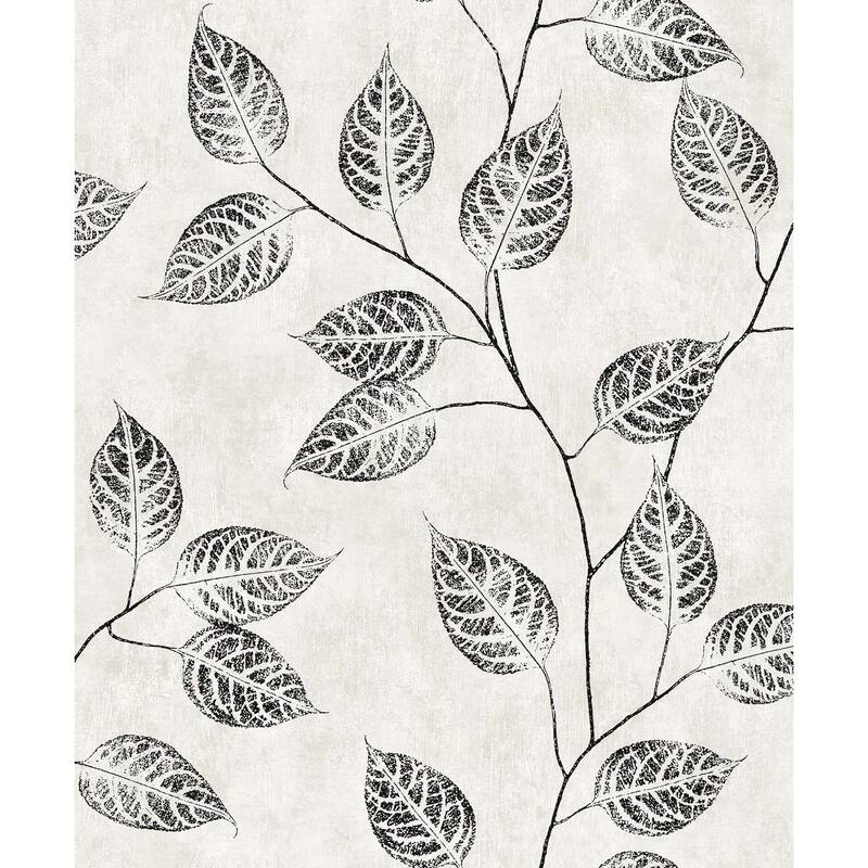Seabrook Designs Branch Trail Silhouette Nonwoven Unpasted Wallpaper - 20.9 in. W x 33 ft. L - Black & Off-White