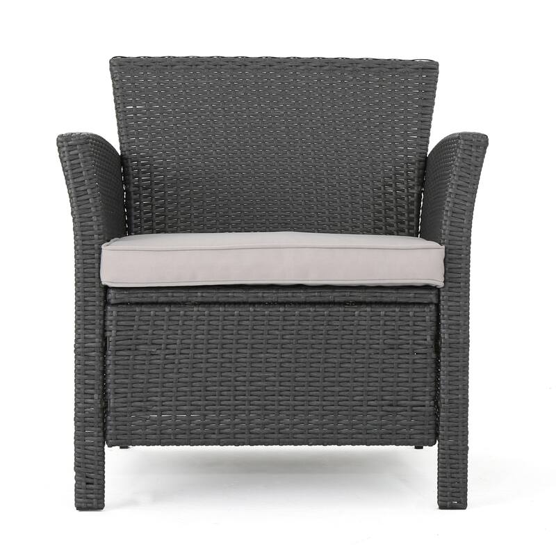 Outdoor Wicker Sofa Set with Loveseat and Chairs, 4-Piece Patio Conversation Sofa Set with Cushions and Table