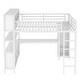 preview thumbnail 4 of 22, Queen Size Metal High Loft Bed Frame with Wooden Open Headboard, Storage Cubes, Shelves, Wardrobe and L-shaped Desk
