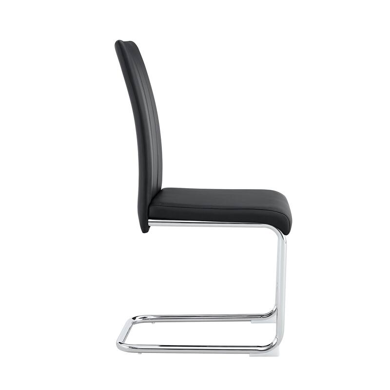 2-Pack PU Upholstered Dining Chairs - Modern High-Back Side Chairs with Sturdy Chrome-Plated Iron Tube Legs for Dining Room