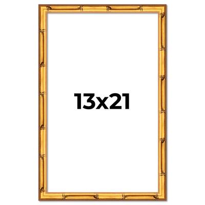 13x21 Frame Gold Bamboo Picture Frame Modern Photo Frame Includes UV Acrylic Shatter Guard Front Acid Free Foam Backing Board