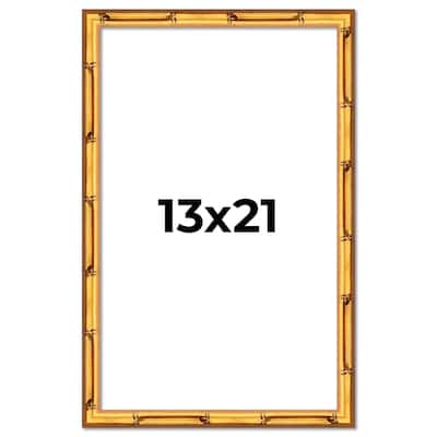13x21 Frame Gold Bamboo Solid Wood Picture Frame | 1 Inch Moulding