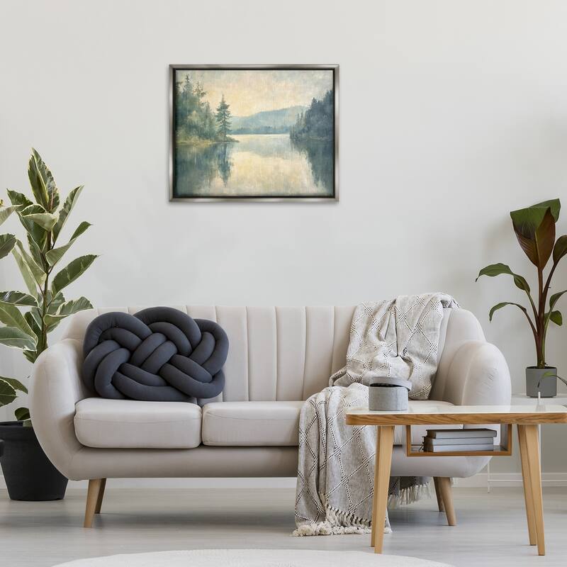 Stupell Mountain's Reflection Landscape Framed Floater Canvas Wall Art Design By Petal Prints Design