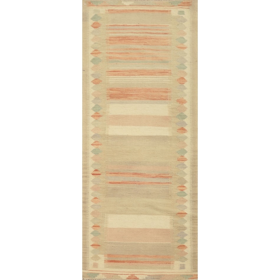 Hand Woven Oriental 100% Wool Carpet Southwestern Tribal Multi-Colored Kilim Runner Rug - 6' 0'' X 2' 0''