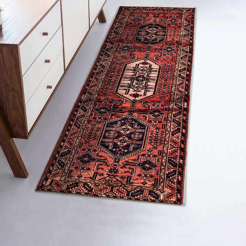 ECARPETGALLERY Hand-knotted Anadol Red Wool Rug - 3' 3" x 10' 1"