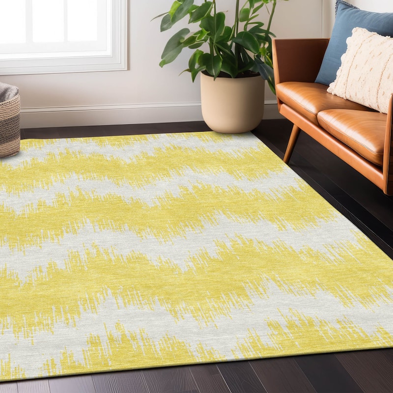 Machine Washable Indoor/ Outdoor Chantille Chevron Modern Rug