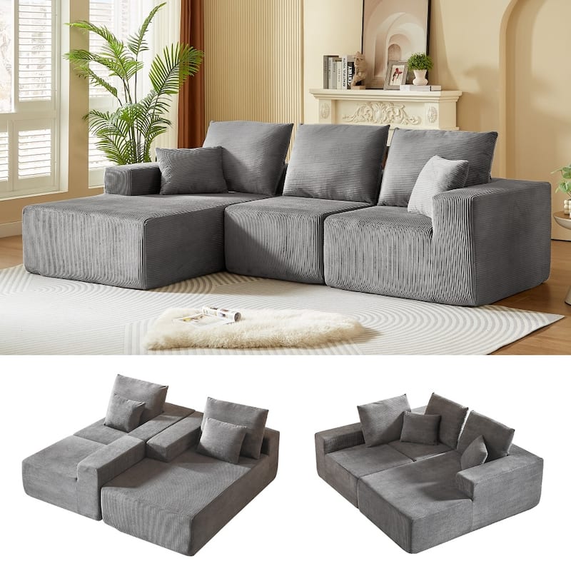 108.30" Modular Sectional Sofa with Chaise andb Deep Seat