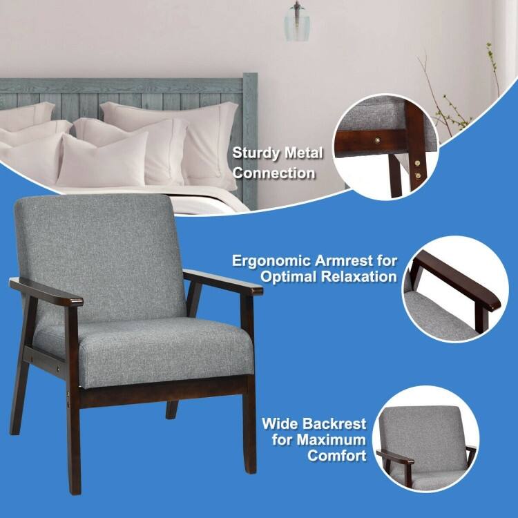 Mid-Century Retro Fabric Accent Armchair for Living Room Comfort and Style