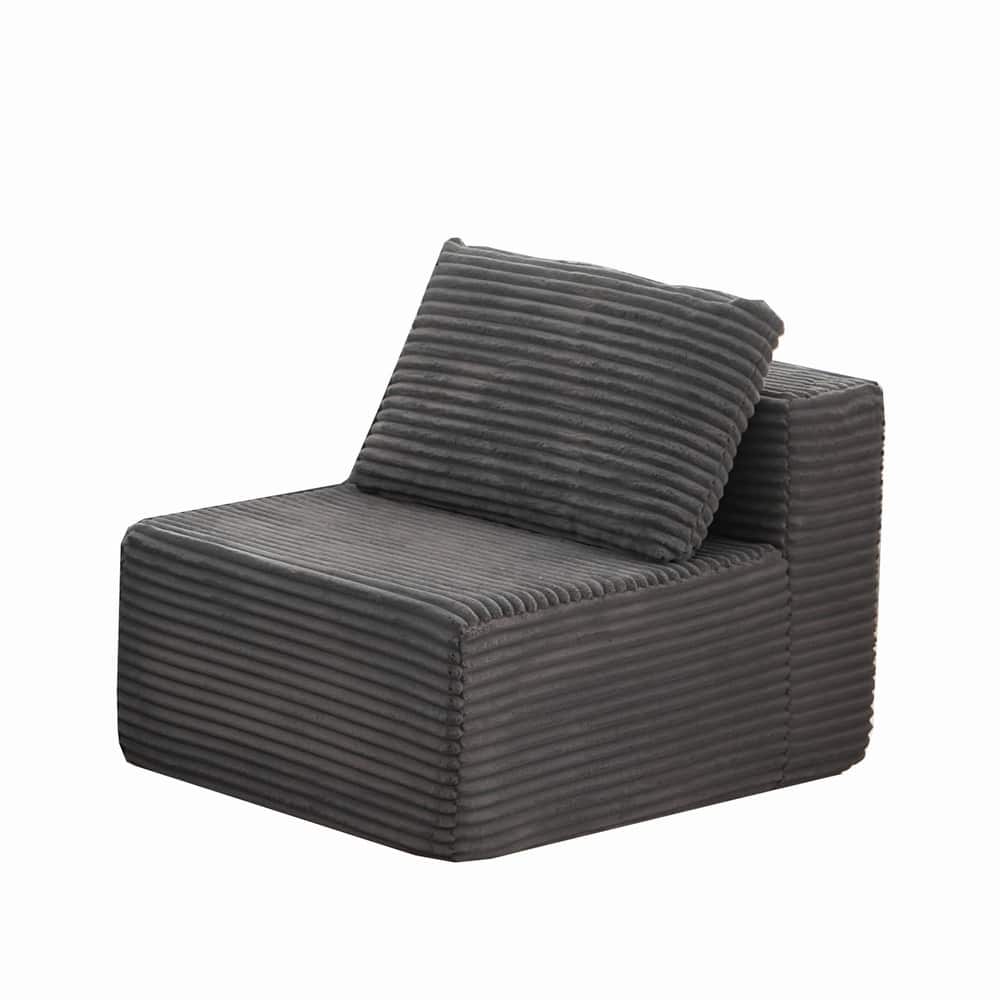 106" Corduroy Upholstery L-Shaped Cloud Modular Sectional Sofa with Chaise and Pillows, All-Foam Compression Design