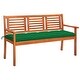 preview thumbnail 1 of 4, 59.1 inch 3-Seater Patio Bench, Solid Eucalyptus Wood Bench with Cushion, Sturdy and Stable, Patio Living Space Bench Green