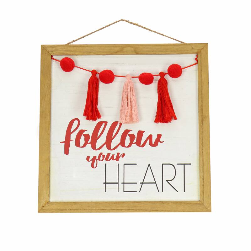 National Tree Company 13 in. Valentine's "Follow Your Heart" Wall Sign - 13 in