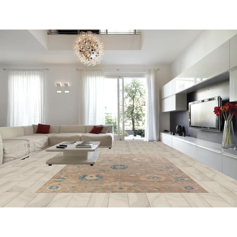 Hand Knotted Oriental 100% Wool Carpet Transitional All-Over Brown Oushak Area Rug - 12' 11'' X 9' 4''