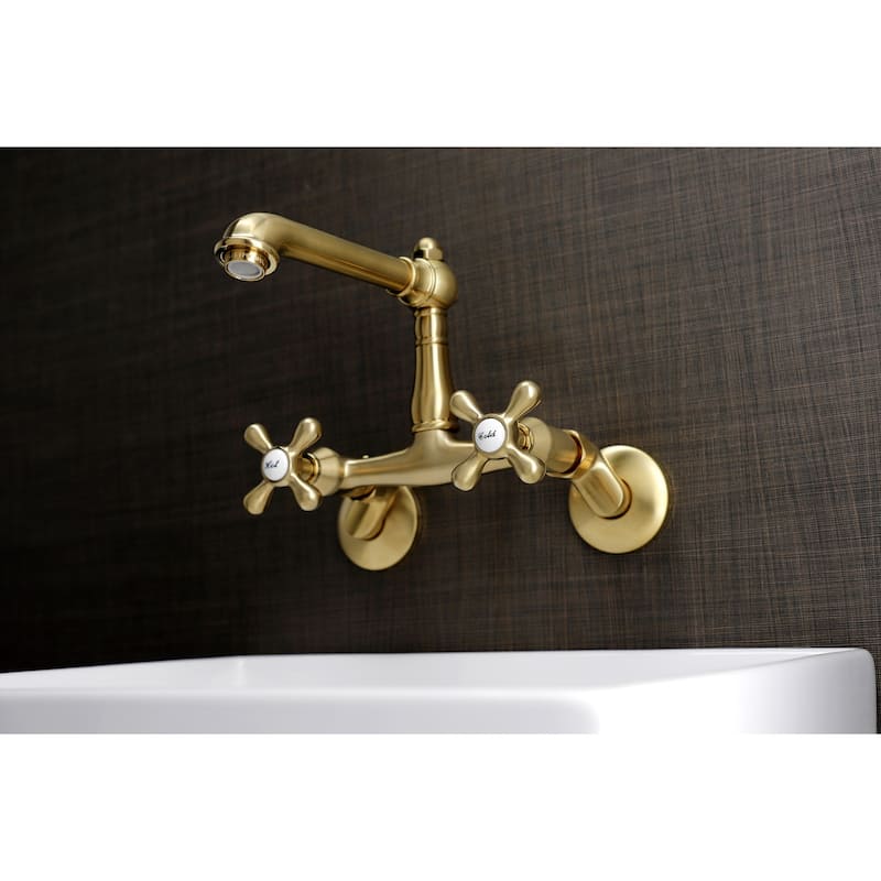Kingston Brass English Country 6 in. Adjustable Center Wall Mount Kitchen Faucet