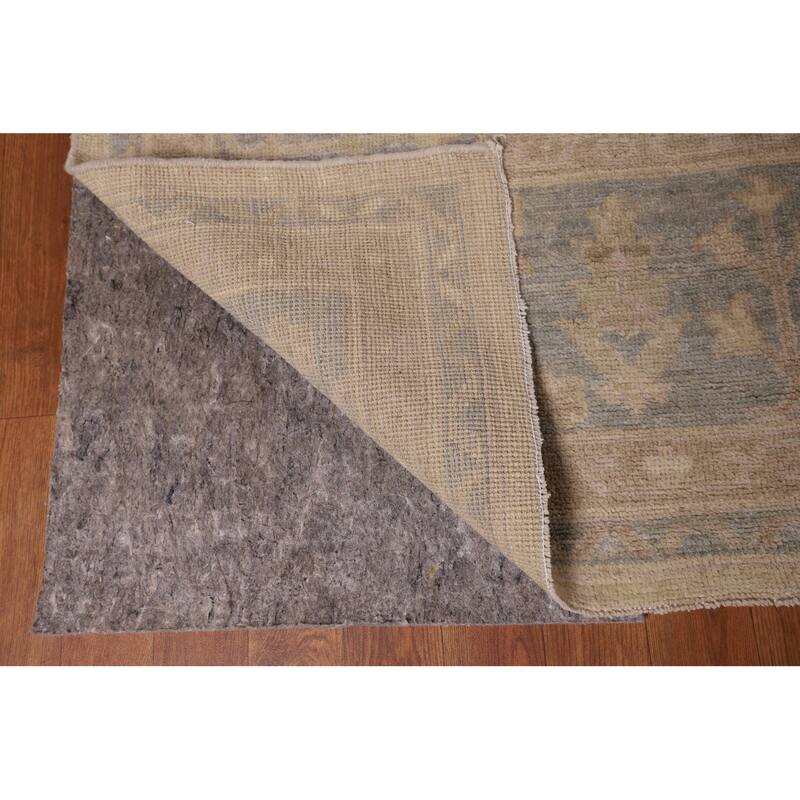 Vegetable Dye Oushak Turkish Area Rug Hand-Knotted Beige Wool Carpet - 9'1" x 11'5"