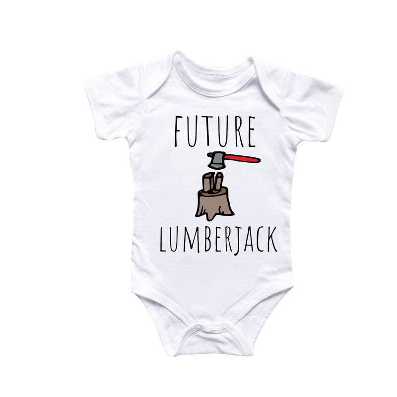 Lumberjack - Baby Boy Girl Clothes Infant Bodysuit Funny Cute Newborn - White - 6-9M