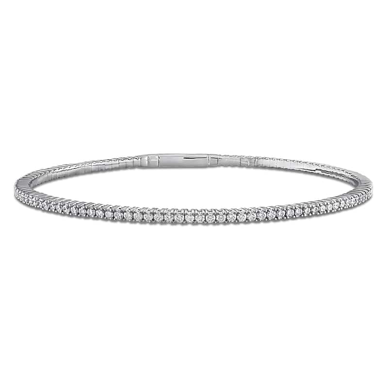 Miadora 1 1/2ct TDW Lab-Grown Diamond Bangle in 14k White Gold - 7 in